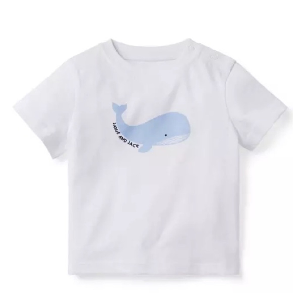 Janie and Jack Baby Whale TShirt 0-3mo Snap Shoulder